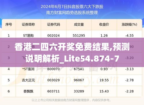 香港二四六开奖免费结果,预测说明解析_Lite54.874-7