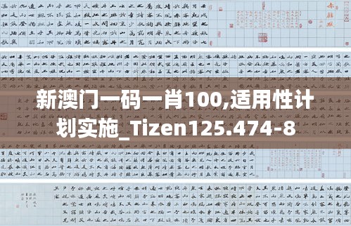 新澳门一码一肖100,适用性计划实施_Tizen125.474-8