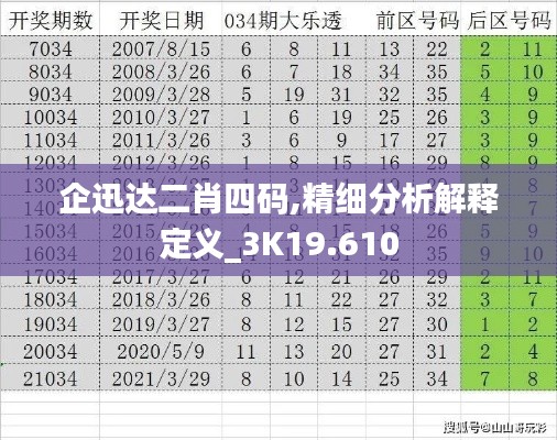 企迅达二肖四码,精细分析解释定义_3K19.610