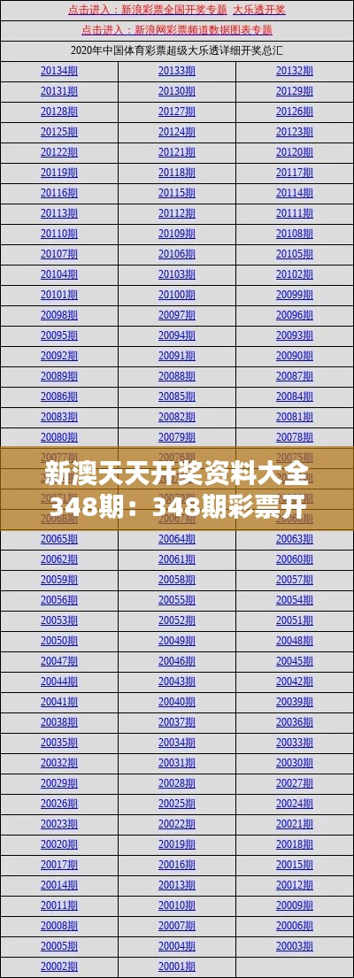 新澳天天开奖资料大全348期：348期彩票开奖的奥秘与策略