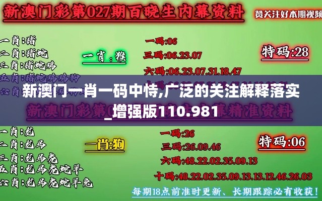 新澳门一肖一码中恃,广泛的关注解释落实_增强版110.981