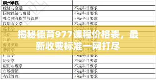 揭秘德育977课程价格表，最新收费标准一网打尽