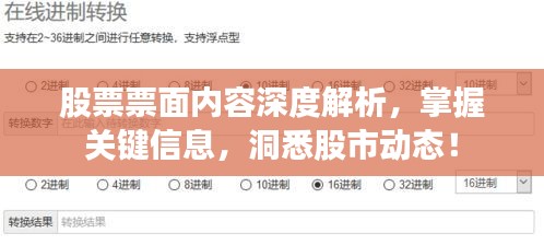 股票票面内容深度解析，掌握关键信息，洞悉股市动态！