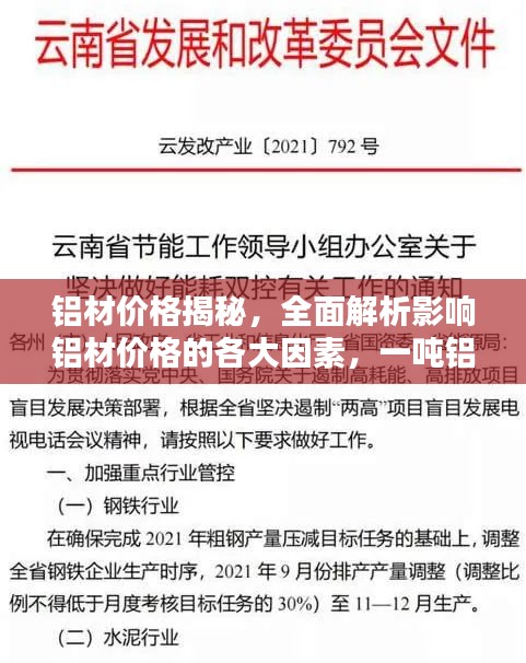 铝材价格揭秘，全面解析影响铝材价格的各大因素，一吨铝材究竟多少钱？