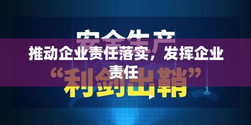 推动企业责任落实，发挥企业责任 